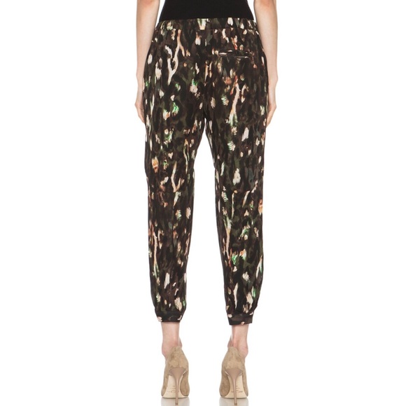 Haute Hippie brown black green print Keith silk cargo drawstring jogger pants - Picture 3 of 15